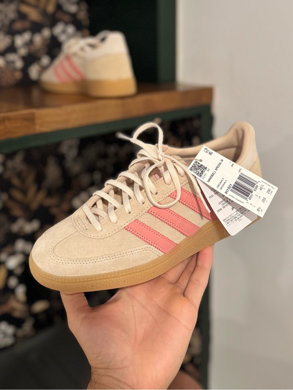 Adidas Handball Spezial Cream Suede & Pink Stripe